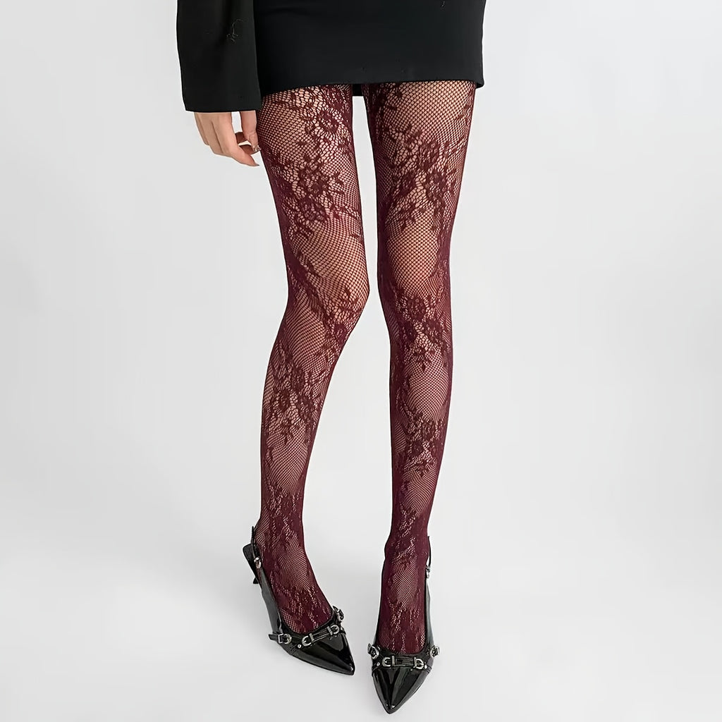 Spring Summer Autumn New Arrival Floral Lattice Mesh Hollow Out Fishnet Stockings Multi-Colors Anti-Run Microtransparency Design Travel Attire Nightclub Essential